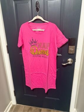 Essentials Hot Pink Crewneck Sleep Shirt extra long.
